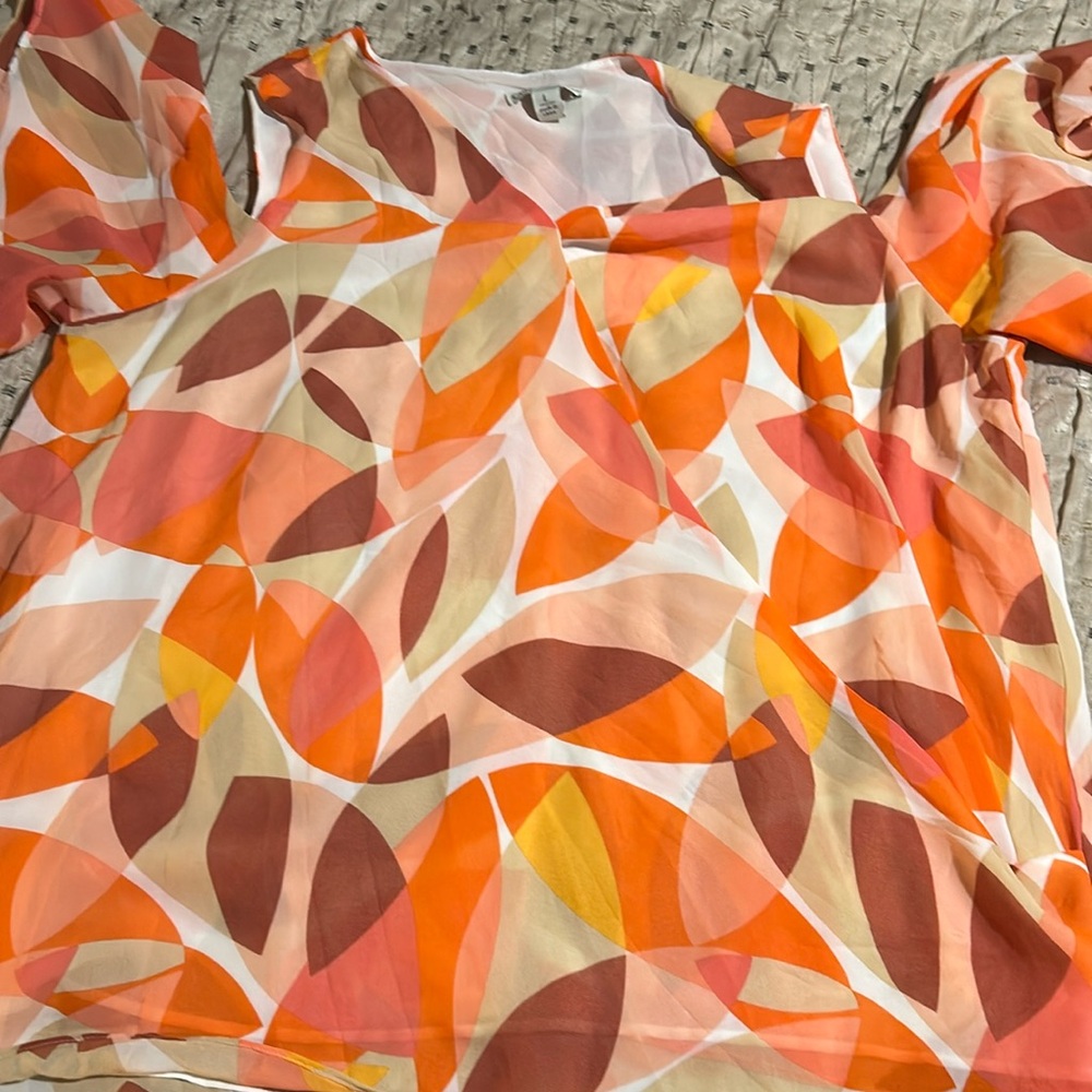 Cato orange print business casual top